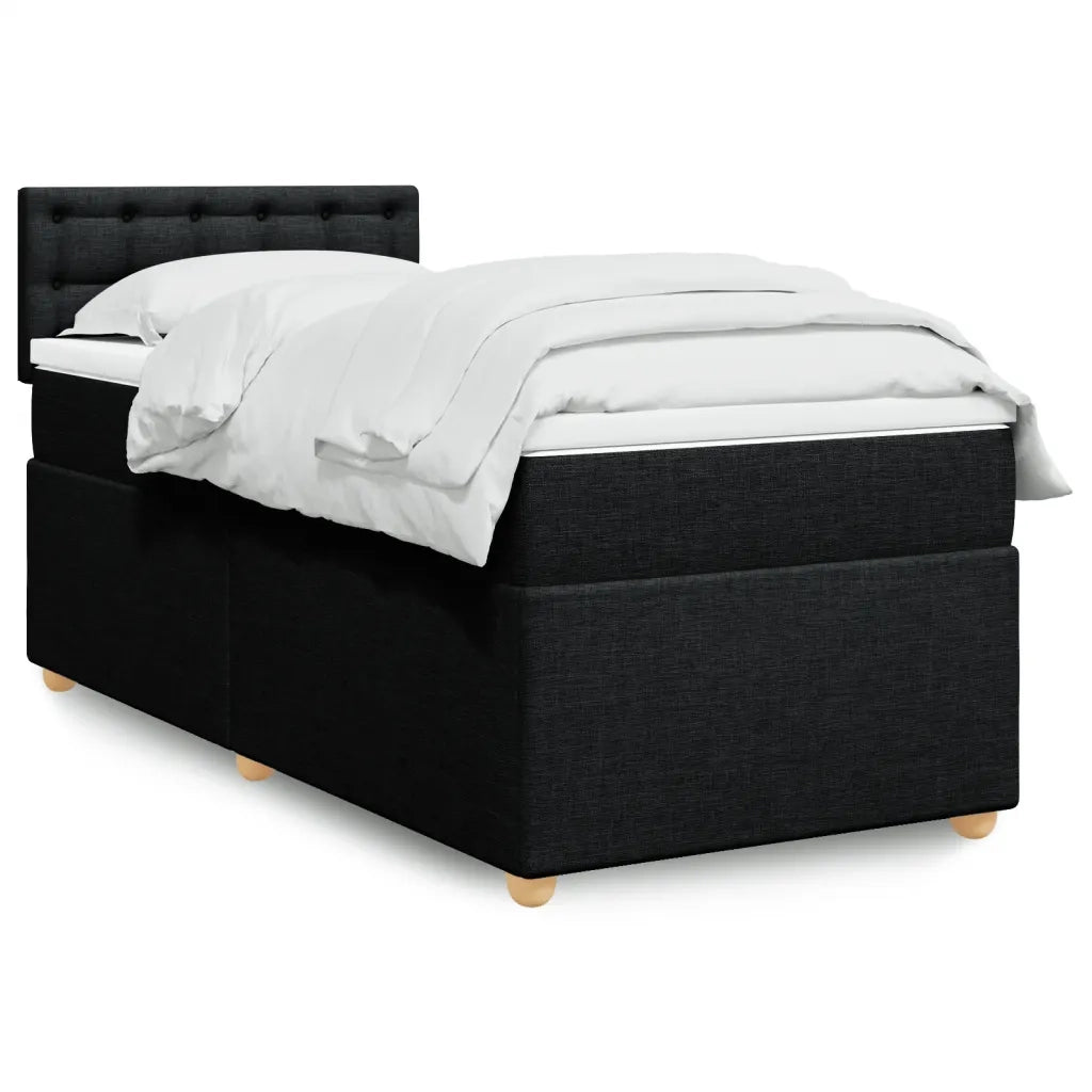 Giroletto a Molle con Materasso Nero 90x190 cm in Tessuto