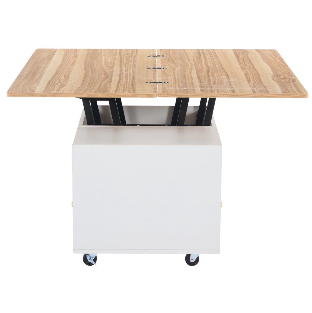 Tavolino da caffè elevabile e pieghevole 100×50 cm con 4 cassetti e ruote