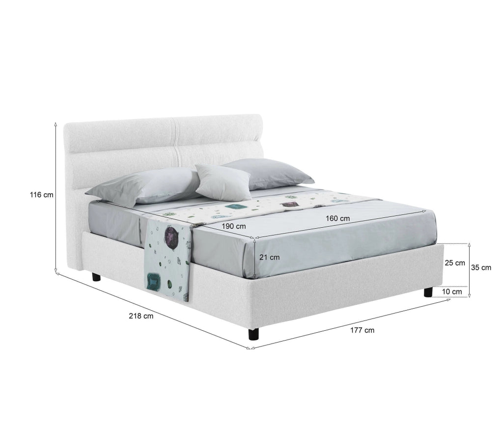 Letto Matrimoniale Briatico, Letto Matrimoniale Materasso Incluso Made in Italy, Bianco