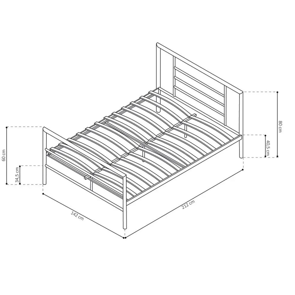 Letto ECHO - Letto matrimoniale in metallo 140x200 cm grigio brillante con rete inclusa