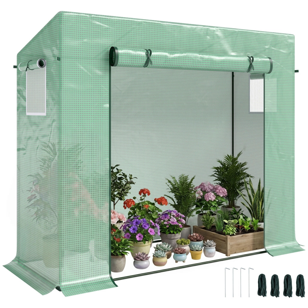 Serra da Giardino con Finestre e Struttura in Acciaio per Pomodori e Fiori ¨C Zephmum ¨C Verde 200x76x168 cm