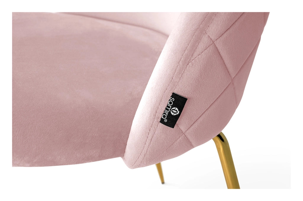 Set di 2 sedie da pranzo imbottite in velluto rosa piede oro - Nicole - SD19NIG