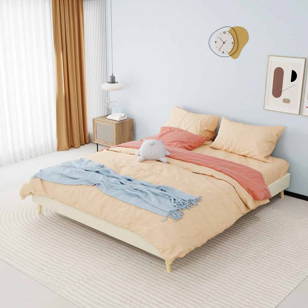 LETTO Piattaforma 160x200 cm Beige in Tessuto e Metallo