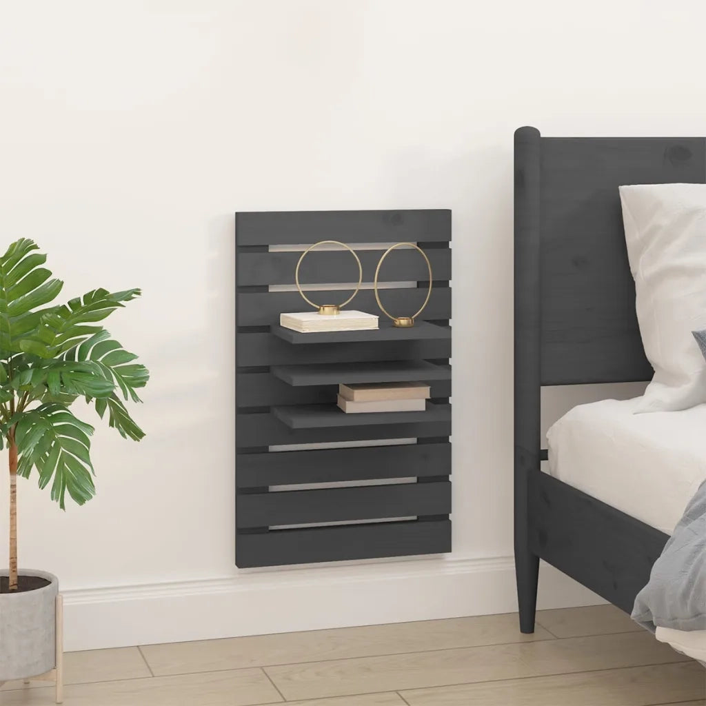 2 pz Mensole da Letto a Parete | Mensola sospesa Grigio Legno Massello di Pino