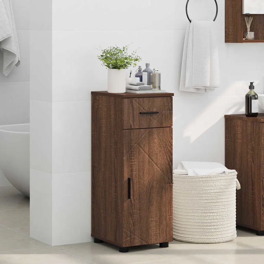 Mobile da Bagno con cassetto Rovere Marrone 30 x 35 x 80 cm 883331
