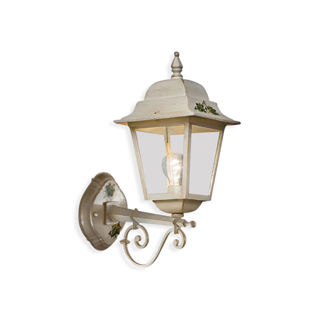Applique Da Esterno Classica Gorizia Metallo Ceramica Bianco 1 Luce E27