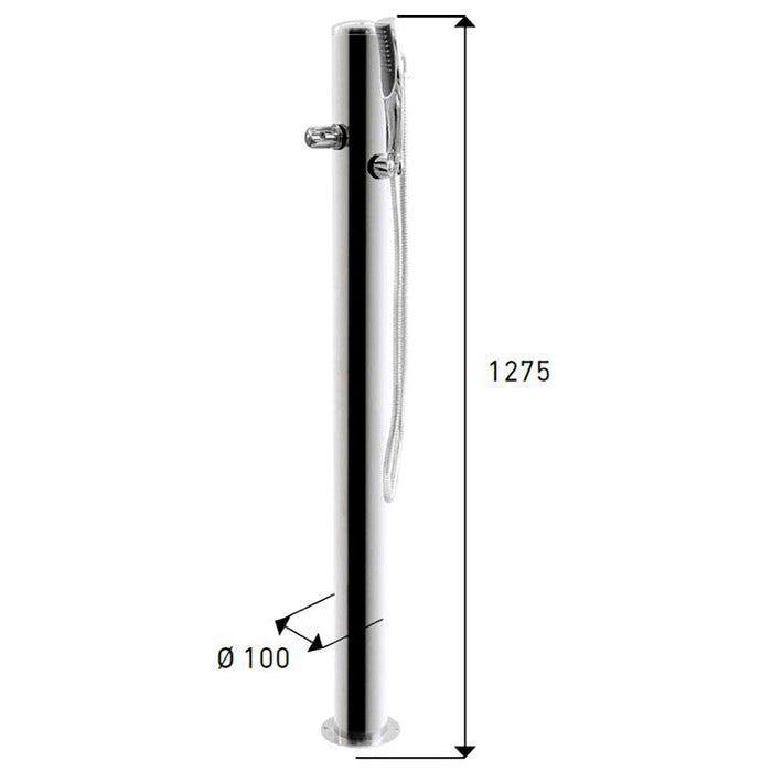 Doccia da Giardino Rubinetto e Braccio Doccia ATI Docce Flex-R Inox Anodizzato