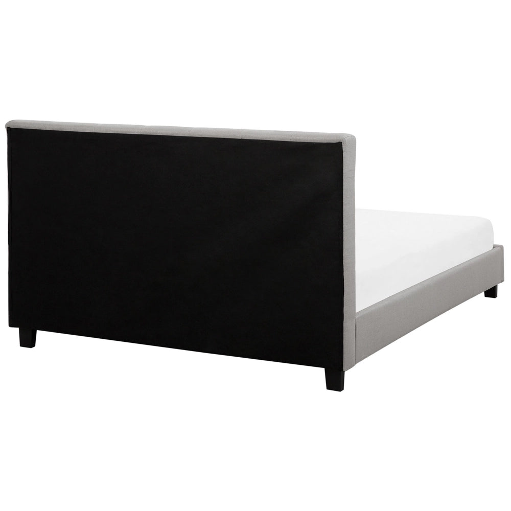 Letto imbottito tessuto grigio chiaro rete a doghe testiera trapuntata 180 x 200 cm