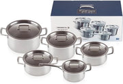 Set di piatti 5 pezzi 3 strati acciaio inossidabile argento - alta qualità - duraturo Set di piatti

 Specifiche tecniche:
 - Materiale: acciaio inossidabile
 - Colore: argento
 - Numero di pezzi: 5
 - Strati: 3
