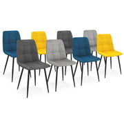 IDMarket - Set di 8 sedie MILA in velluto misto blu x2, grigio scuro x2, grigio chiaro x2, giallo x2