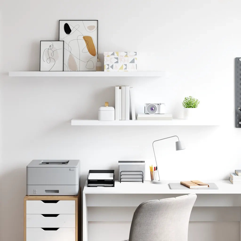 Scaffali a Parete 2 pz Bianchi 120x23,5x3,8 cm in MDF 323821