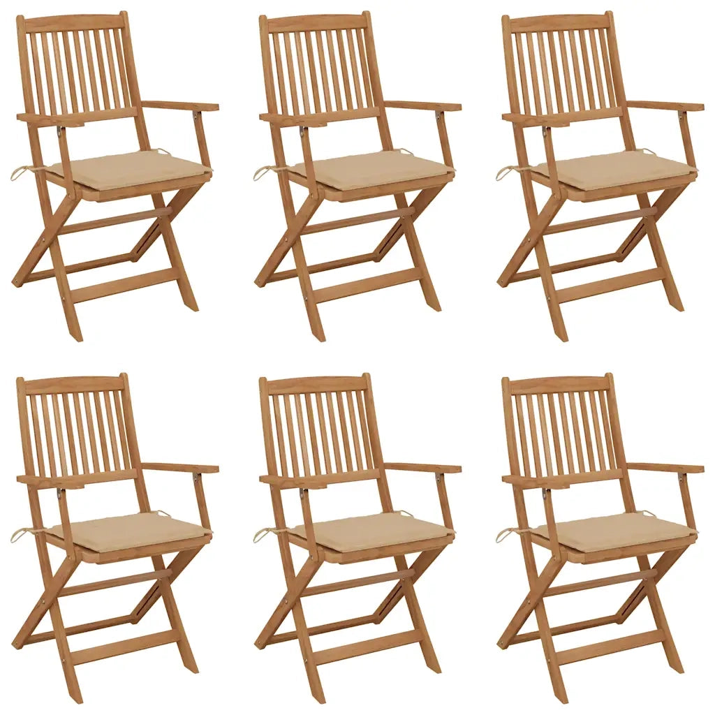 Sedie da Giardino Pieghevoli 6 pz con Cuscini Massello Acacia cod mxl 17524
