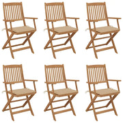 Sedie da Giardino Pieghevoli 6 pz con Cuscini Massello Acacia cod mxl 17524
