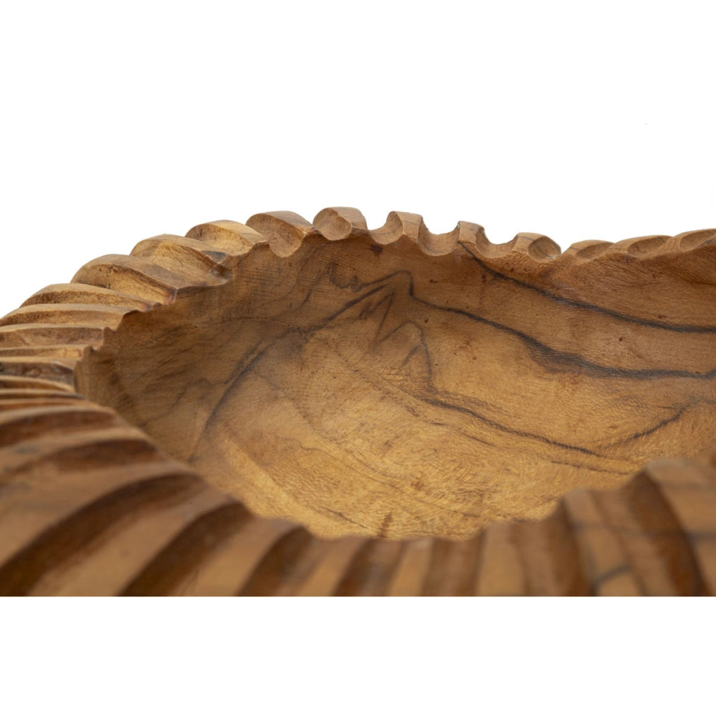 Ciotola centrotavola Geris in teak riciclato scolpito Ø 29x7 cm — pezzo unico