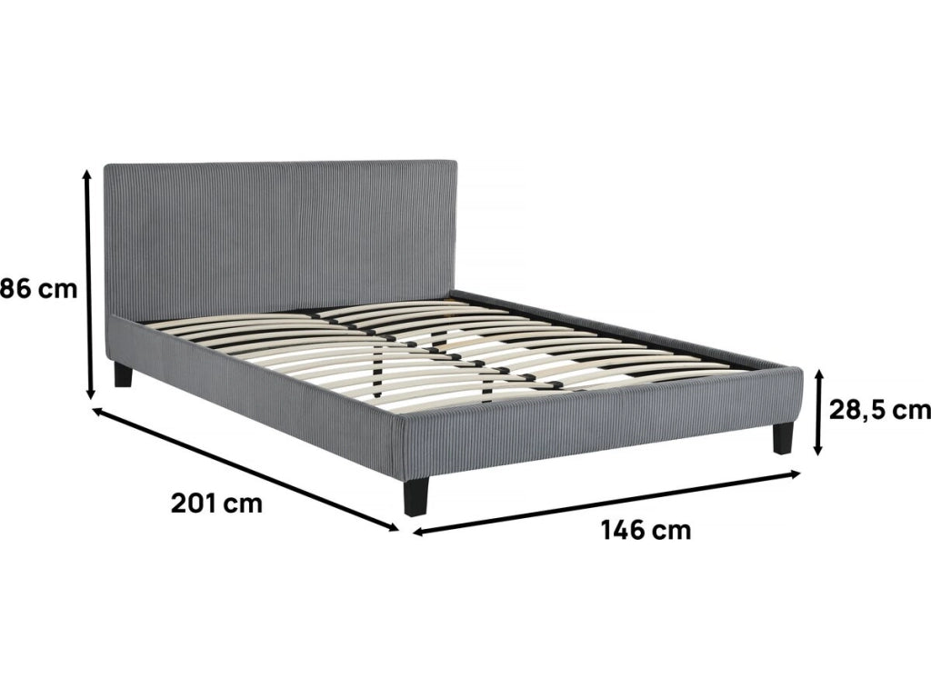 Letto in velluto a coste "Ambre" - 140 x 190 - Grigio