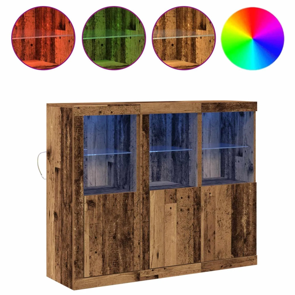 Credenza | Madia LED 3 pcs Legno vecchio 123 x 37 x 100 cm