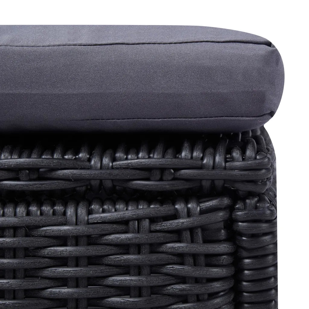 Lettino Prendisole | Sdraio da giardino | Lettino da sole in Polyrattan Nero e Grigio Scuro