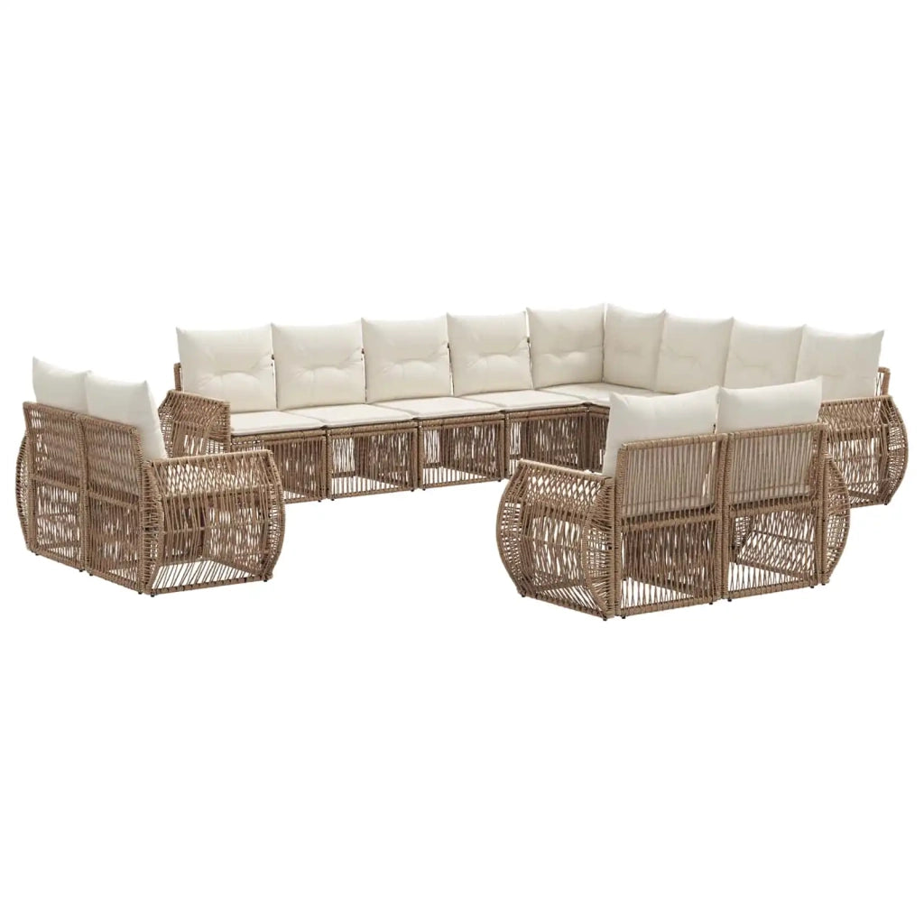 Set Divano da Giardino 12 pcs Beige e Bianco Crema polyrattan 3435594