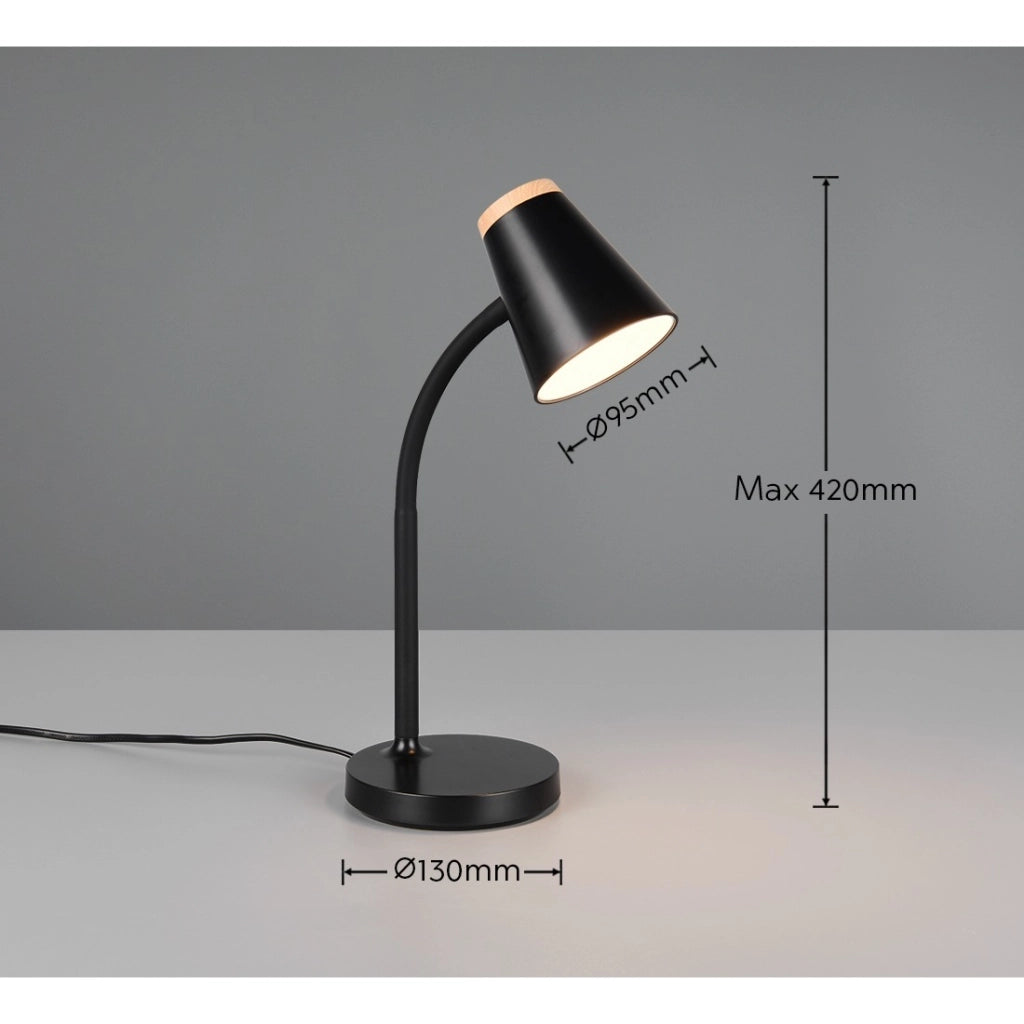 LAMPADA DA TAVOLO LED PONGO 4,5W NERA CON BASE