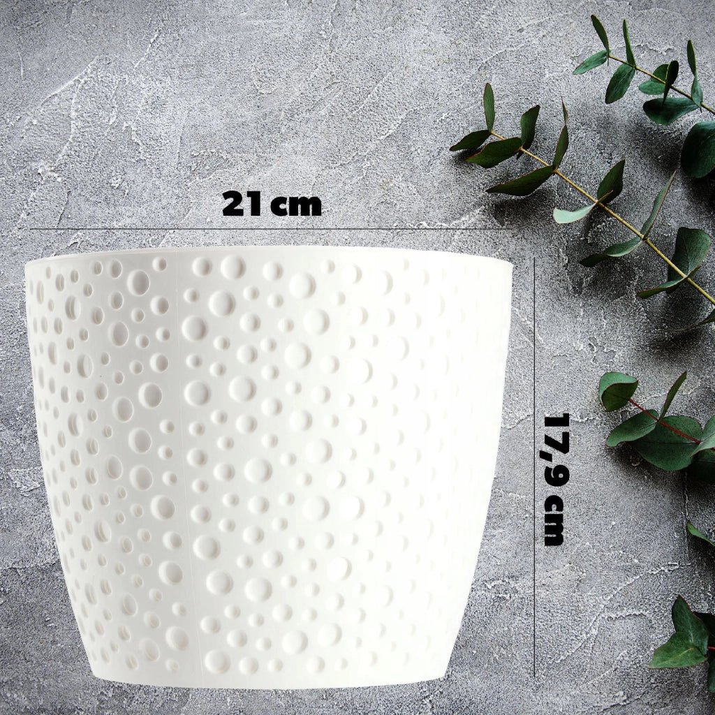 Vaso da fiori KADAX, vaso da fiori, coperchio rotondo, supporto per fiori in plastica, 21 cm, bianco