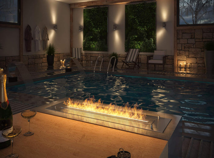 Camino a Bioetanolo da Incasso 120x32 cm Insert 1200 in Acciaio Inox