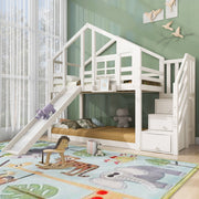 Letto a castello funzionalità scivolo legno massello e MDF 90x200 cm