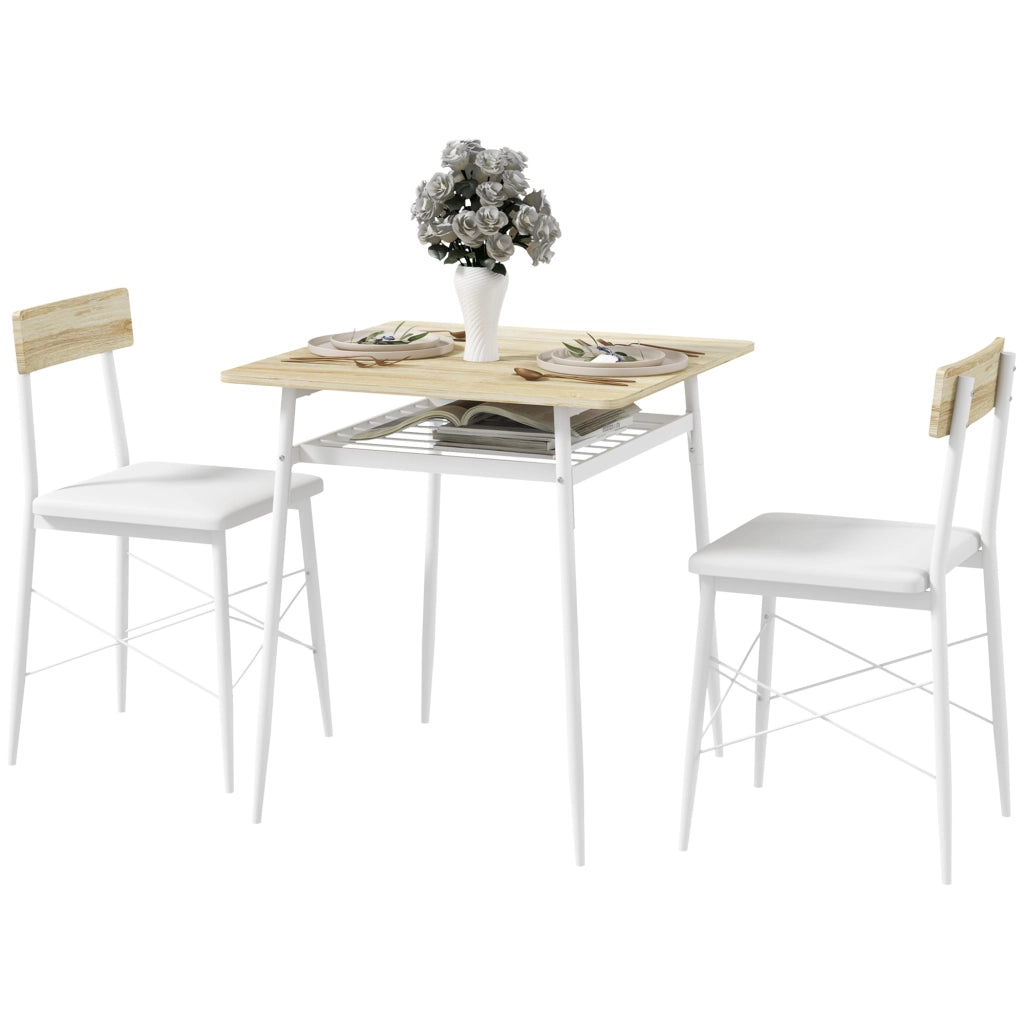 Tavolo da pranzo allungabile con 2 sedie ¨C zephmum ¨C bianco rovere