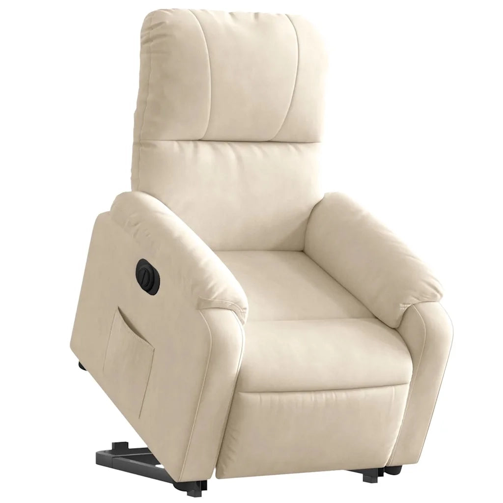 Poltrona Alzapersona Reclinabile Elettrica Beige in Microfibra 3204948