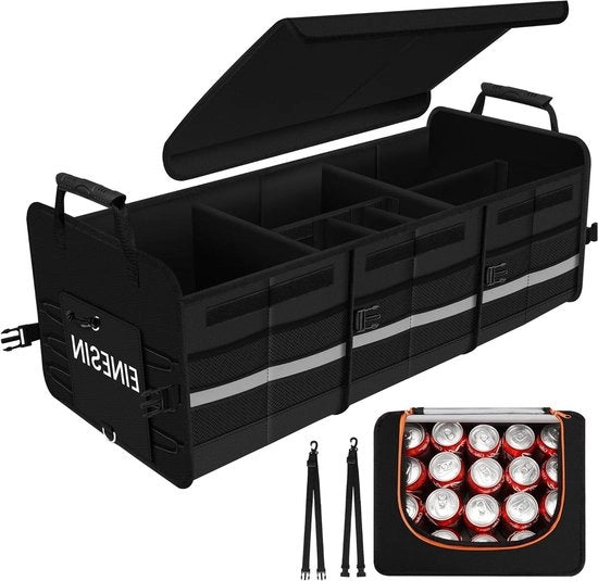 Organizzatore di scarpe con contenitore impermeabile integrato - 2 cinture a corde, 4 separatori rimovibili, coperchio pieghevole - realizzato in 2 mm pannello di PE (90 x 35 x 30 cm)