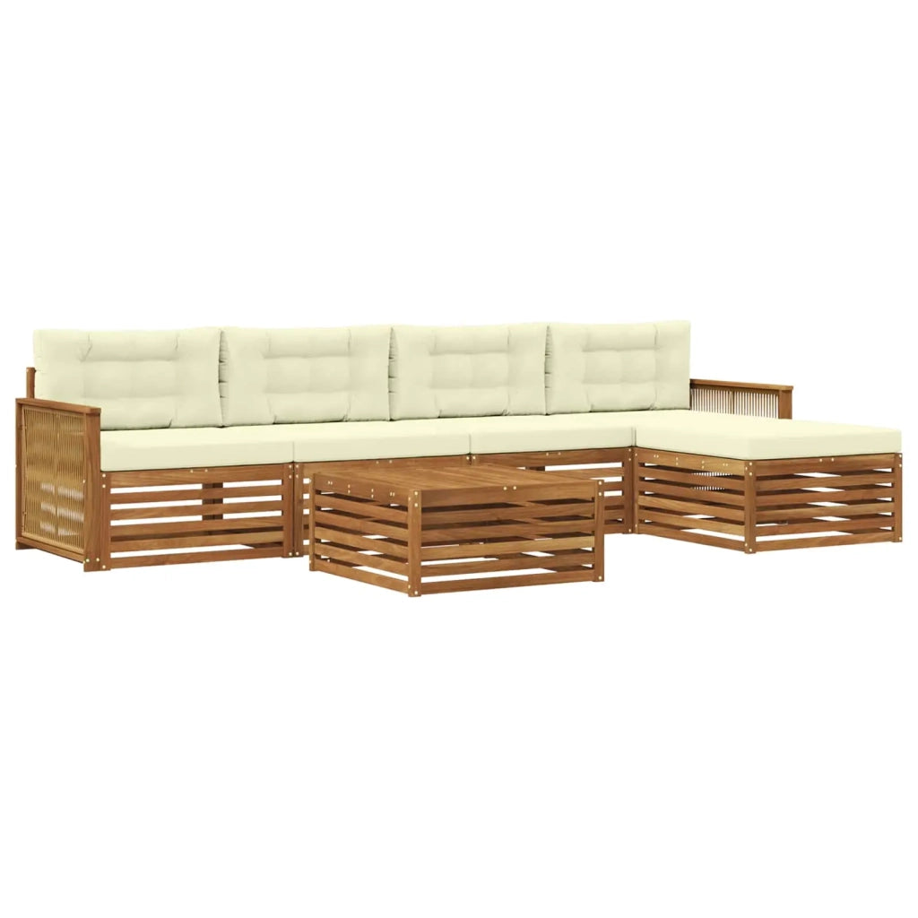 Set di divani da esterno con cuscino 6 pcs Naturale e Crema 3383268