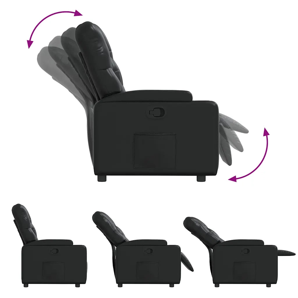 Poltrona Reclinabile Nera in Similpelle 372503