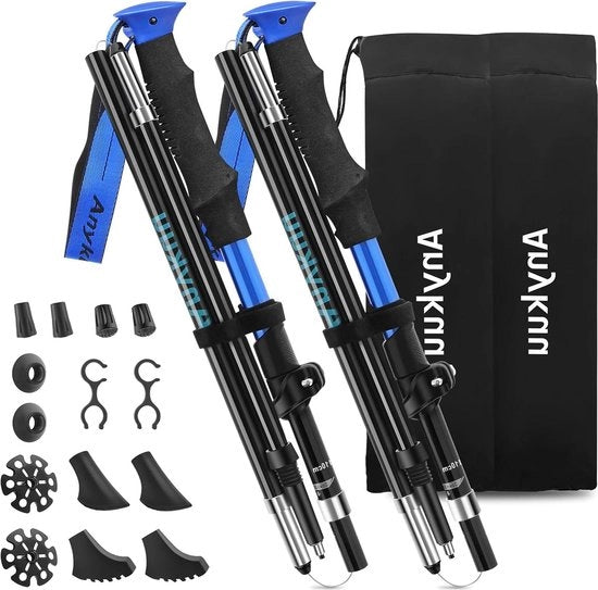 Staffa per camminata Nordic 110 - 130 cm telescopica resistente allo shock borsa da campeggio ultraleggera blu