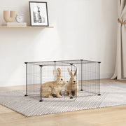 Gabbia per Animali 8 Pannelli con Porta Nero 35x35 cm Acciaio 3114053