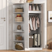 Armadio guardaroba con 2 ante ripiani e cassetti per camera soggiorno o ufficio in MDF bianco 90 × 55 × 170 cm