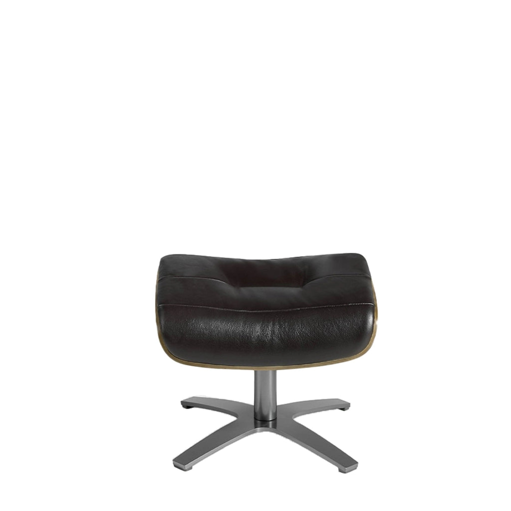 Pouf in pelle marrone cioccolato
