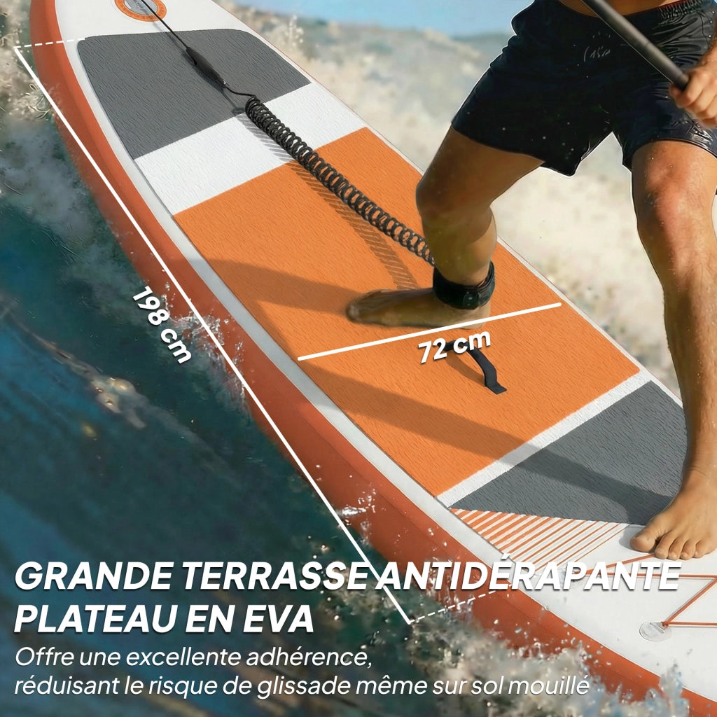 Tavolo da Paddle Sup Gonfiabile con Pagaia Regolabile e Pompa ¨C Zephmum ¨C 320x82x15 cm Arancione