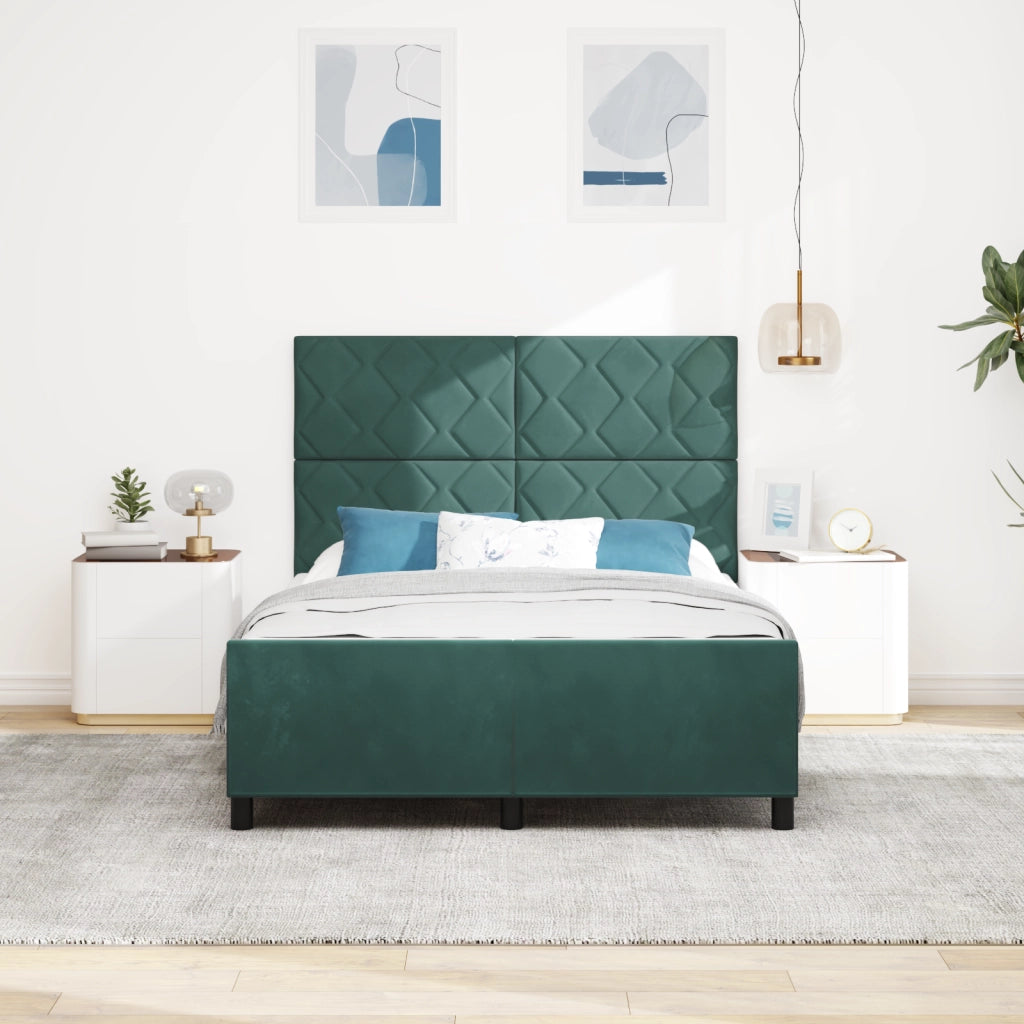 Letto Verde Scuro 140x200 cm Velluto