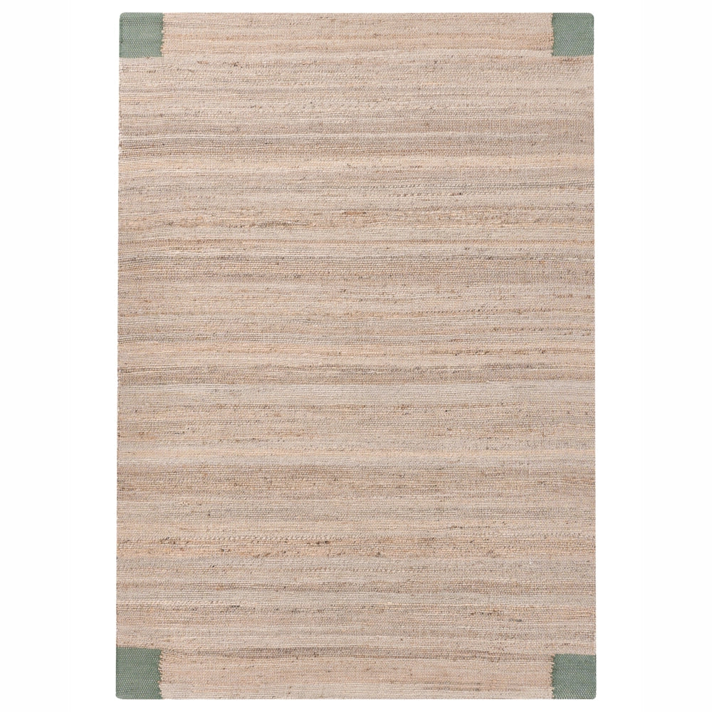 Tappeto beige e verde in juta 160 x 230 cm Rettangolare Tessuto Stile rustico Soggiorno Camera da letto