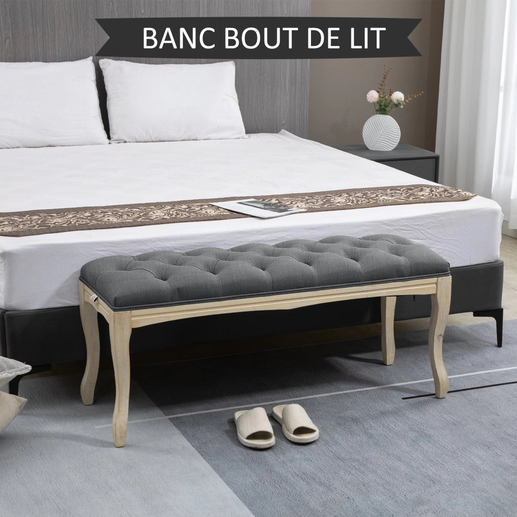 Panca imbottita con cuscini ¨C zephmum ¨C 110 cm grigio legno