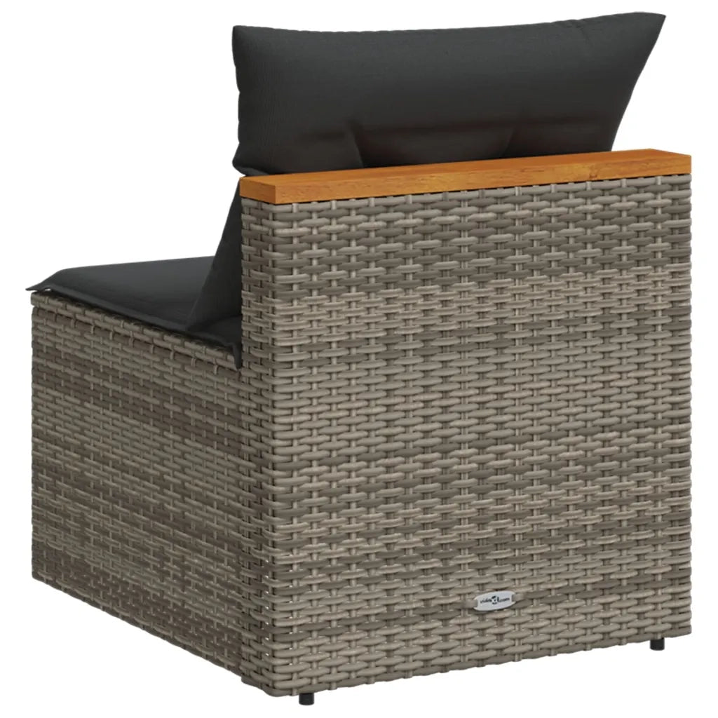 Divani Giardino Senza Braccioli con Cuscini 2 Grigi Polyrattan 365833