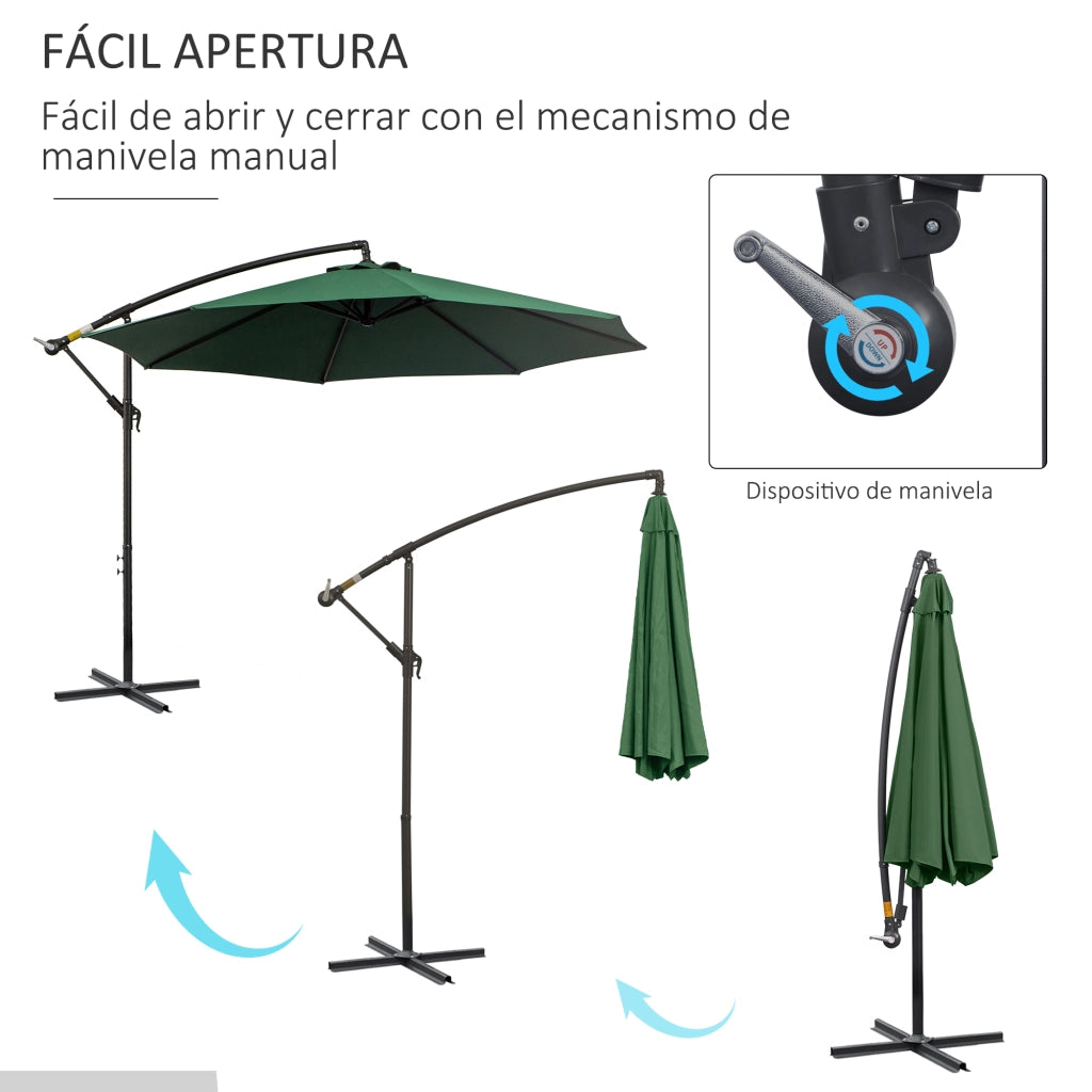 Ombrellone da Giardino Parasole Inclinabile con Base a Croce ¨C zephmum ¨C Verde ?300x250 cm