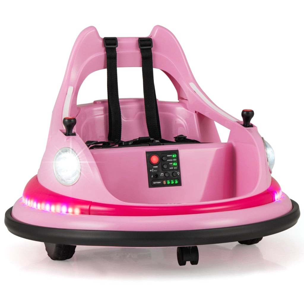 Autoscontro cavalcabile per bambini 12v con telecomando e joystick, Autoscontro cavalcabile 360¡ã connessione wireless Rosa