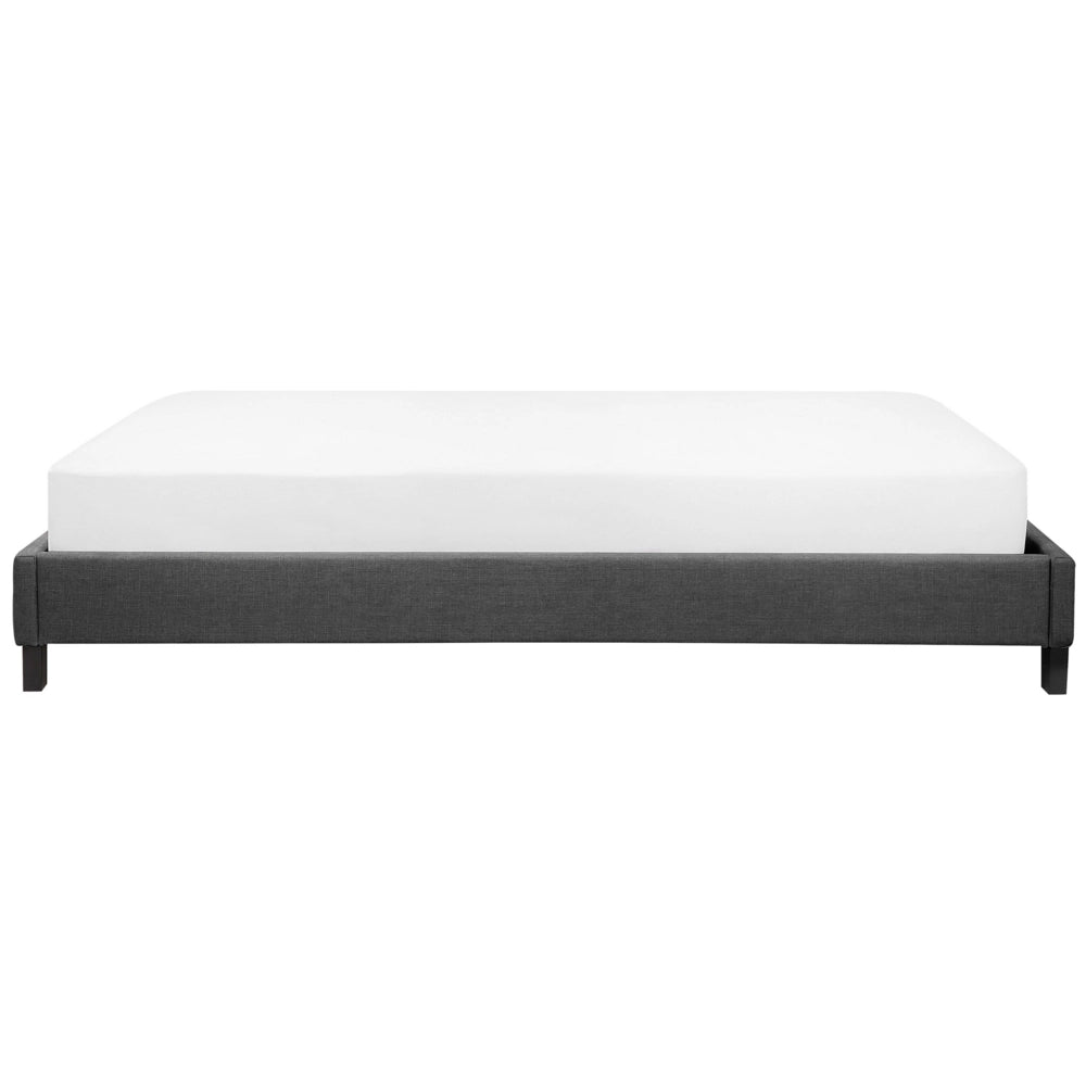 Letto 180 x 200 cm tessuto grigio con rete a doghe senza testiera