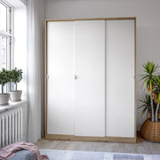 Armadio Camera da Letto Senales, Guardaroba 3 Ante 4 Ripiani, 50x150 cm Marrone Rovere Nodi