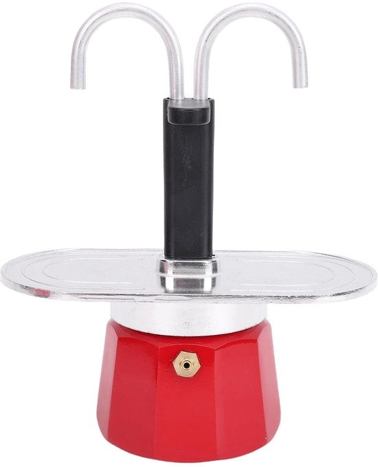 Caffettiera portatile con doppia canna - 2 tazze da caffè - Alluminio - 100 ml - Ideale per viaggi - Facile da pulire - Macchina da caffè portatile