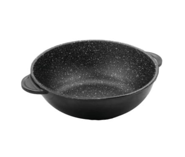 Tegame Wok in Alluminio Pressofuso con due Manici Delizia Pietra 32 cm