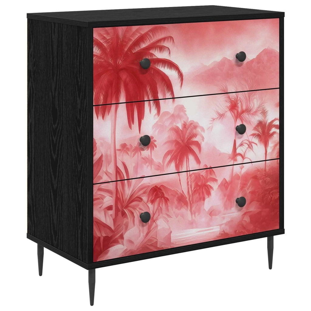Cassettiera AACHEN Stampa di palme rosa 66 x 36,5 x 76 cm 8007386