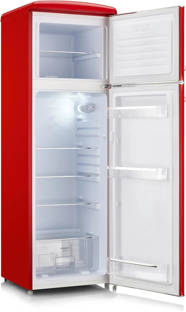 Rkg 8983 retrò - frigorifero doppia porta, 246 litri, classe d, colore rosso axlxp 166,5x55x57,5 cm