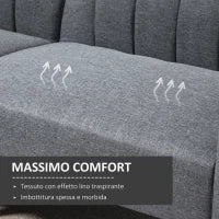Divano Letto 2 Posti a 1 Piazza con Schienale Reclinabile in Tessuto 173x75x73cm - Grigio