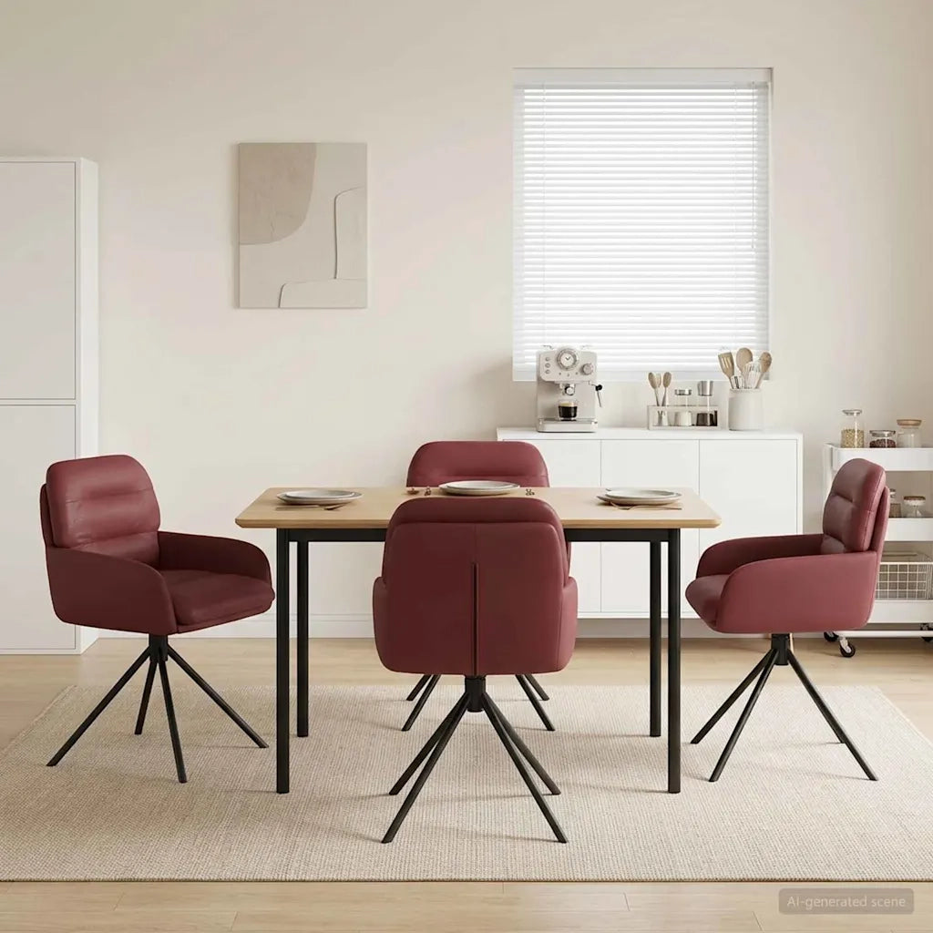 Sedie da pranzo girevoli 4 pz Similpelle Rosso Vino 3428260